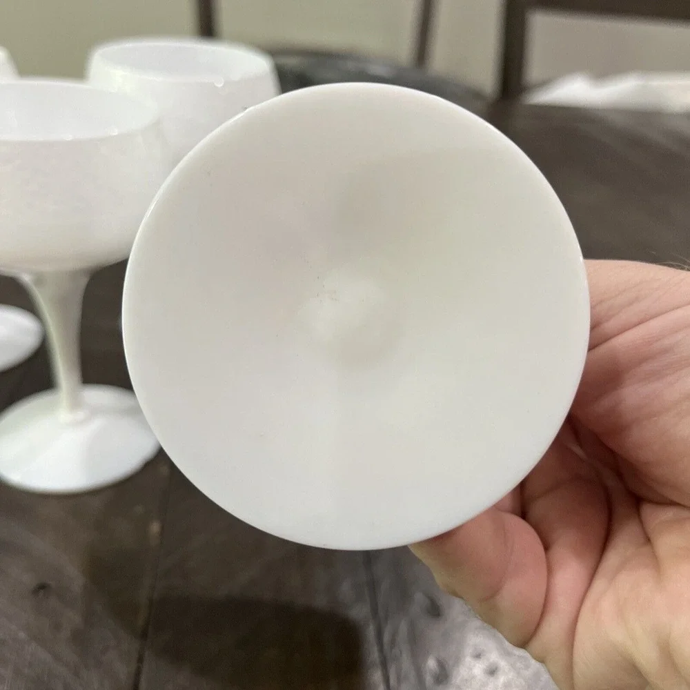 Old Morgantown Solid White‎ Vision Flower Etched Saucer Champagne Glass Set Of 4